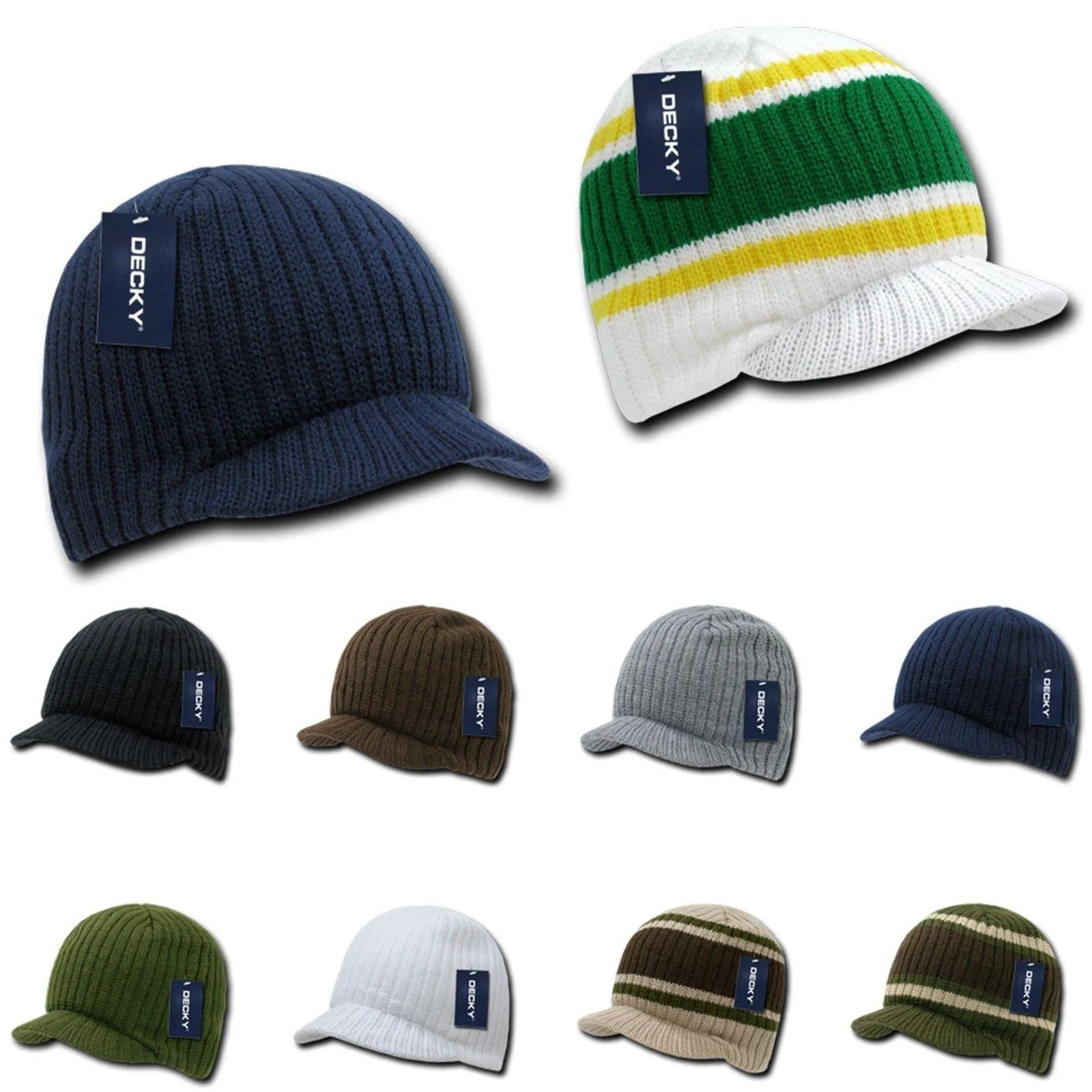 1 Dozen Beanies Striped Gi Campus Skull Caps Hats Ski Wholesale Bulk