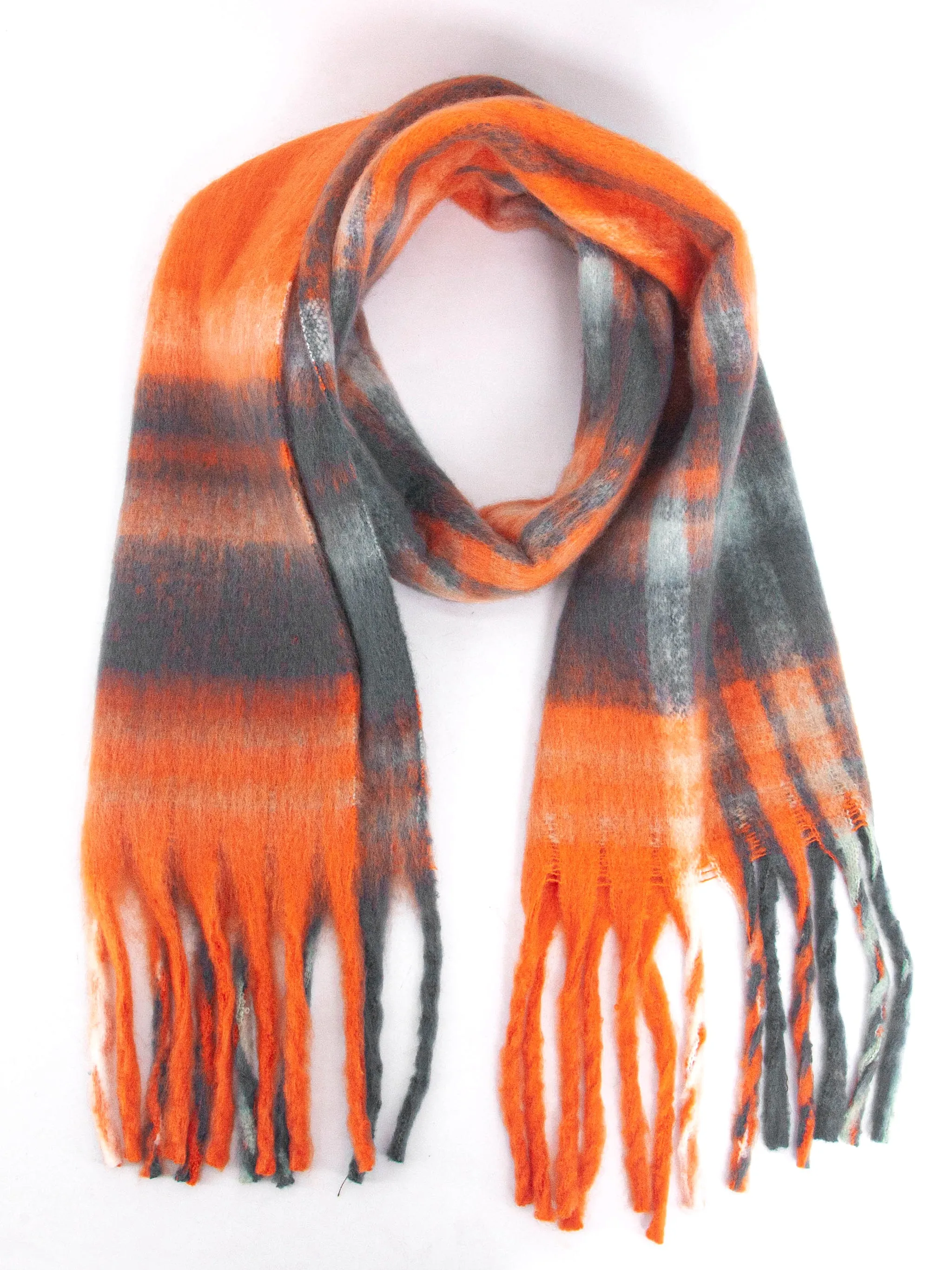 Amy Heavyweight Scarf - Orange, Traditional Check