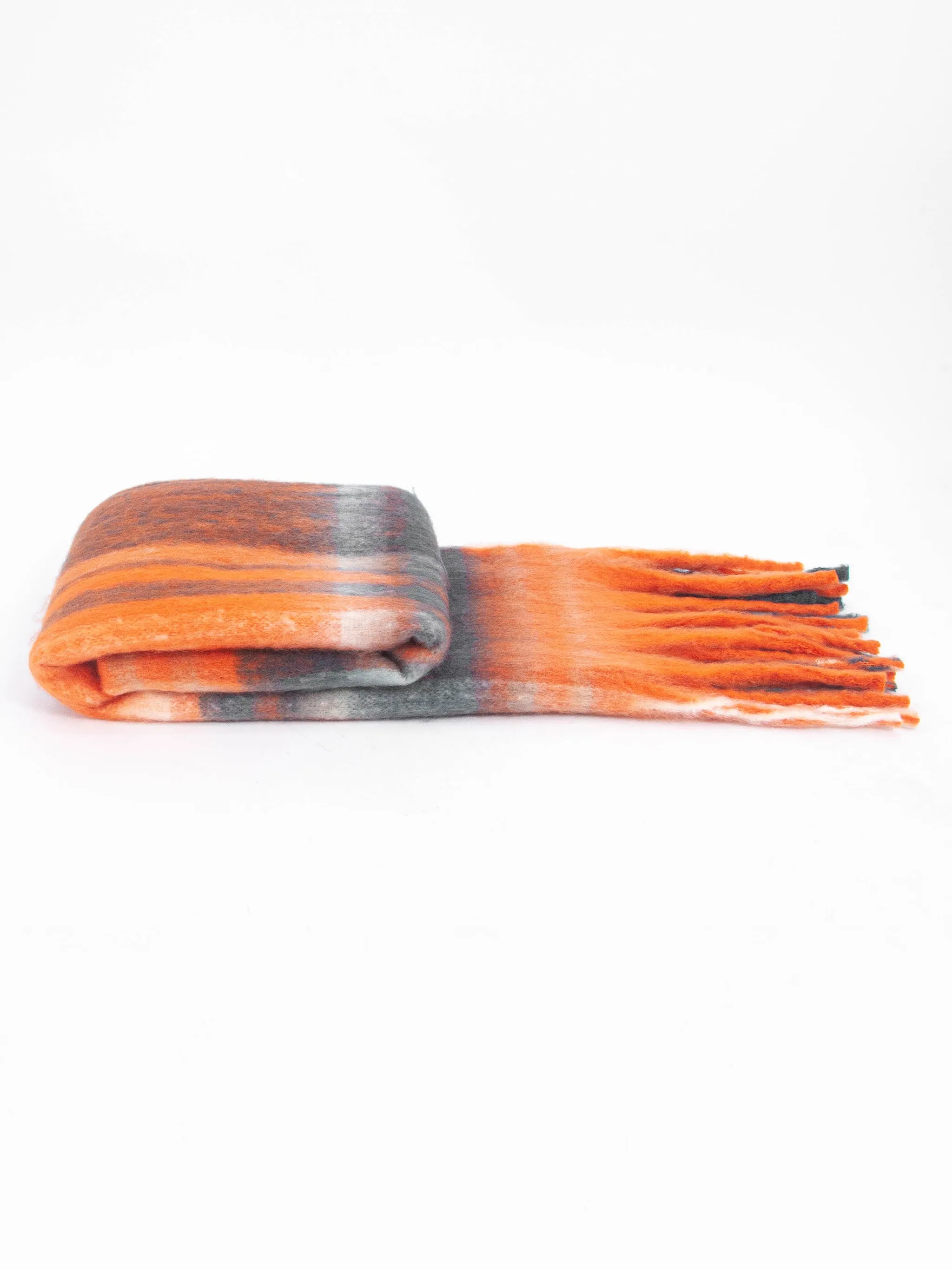 Amy Heavyweight Scarf - Orange, Traditional Check