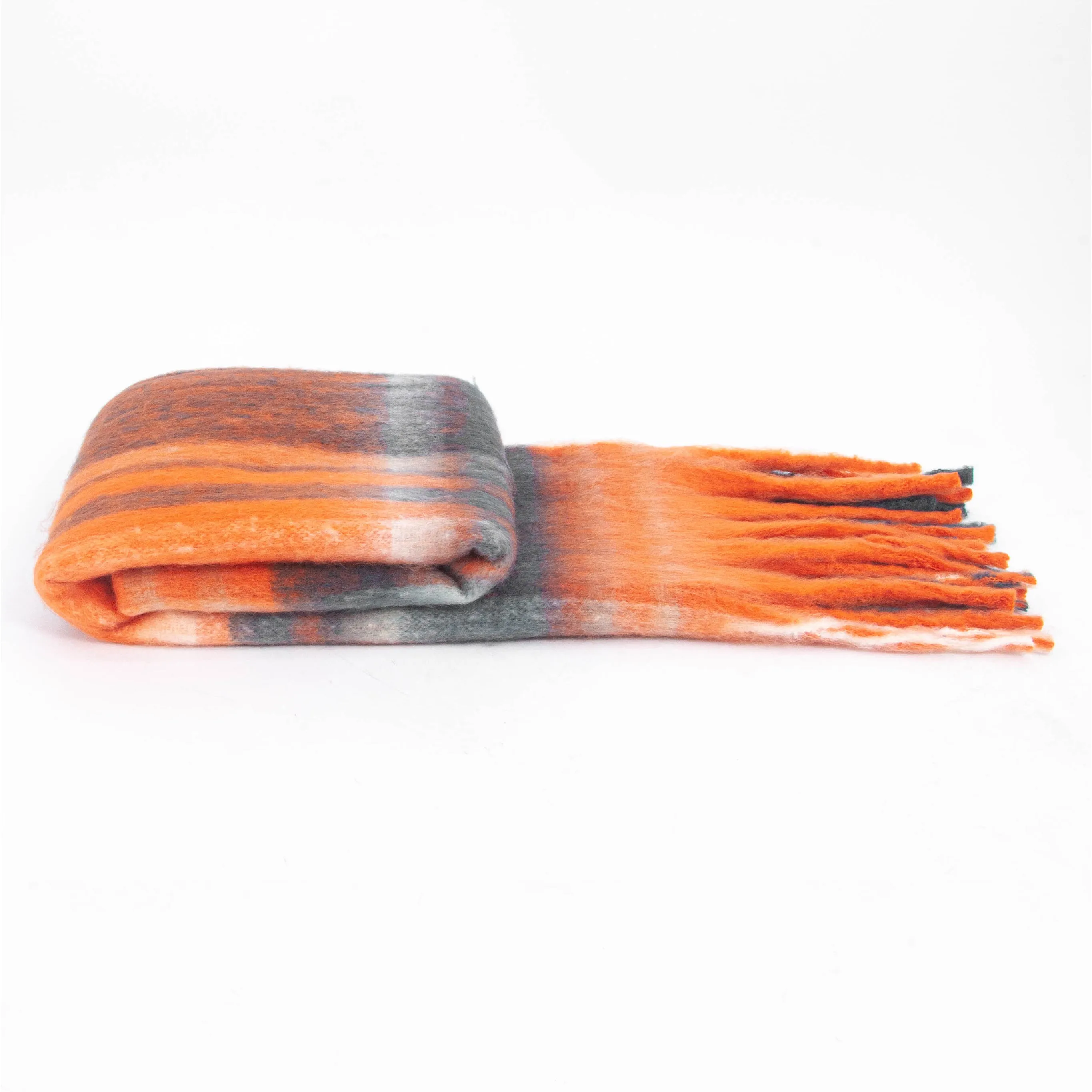 Amy Heavyweight Scarf - Orange, Traditional Check