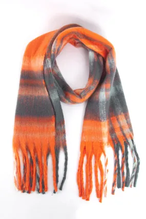 Amy Heavyweight Scarf - Orange, Traditional Check