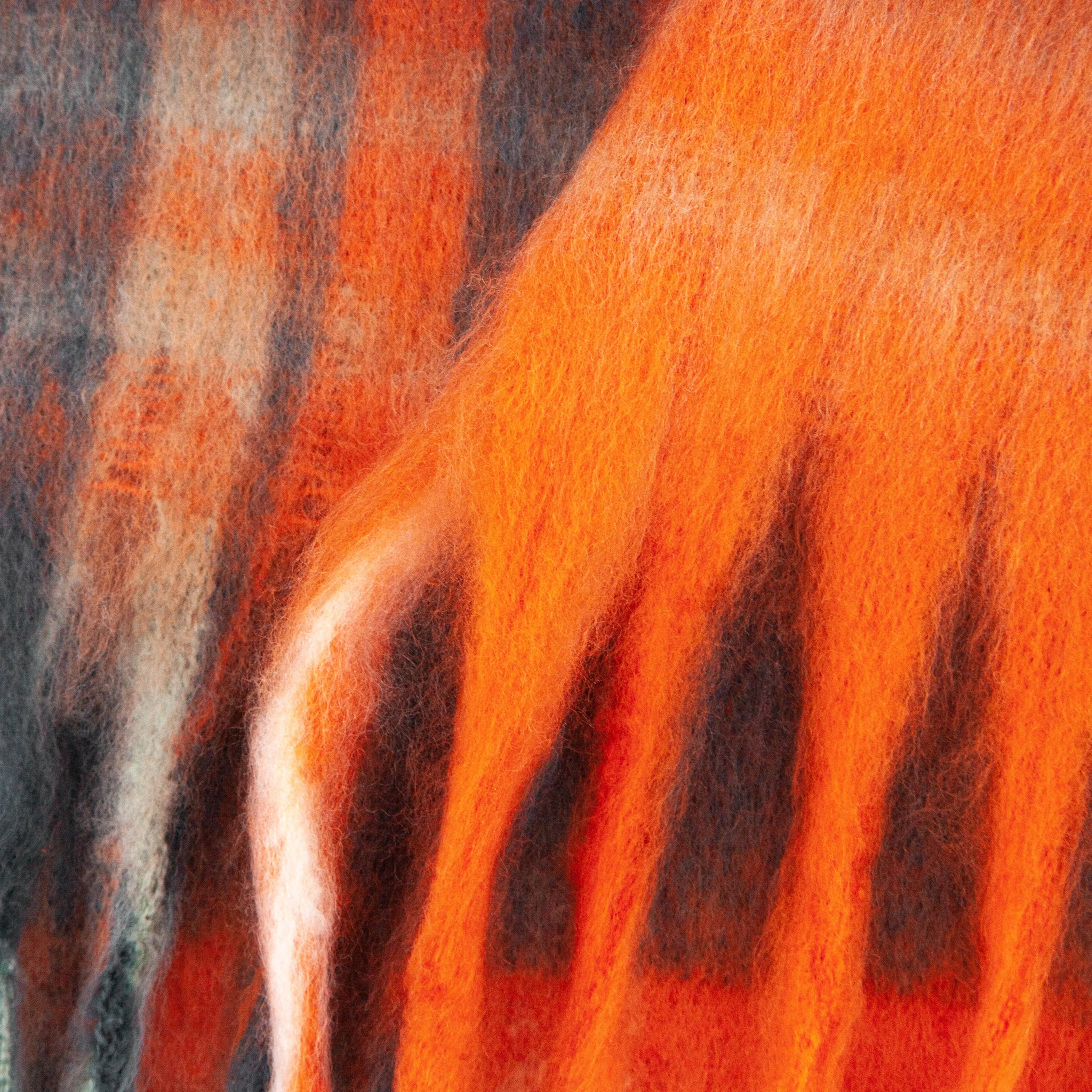 Amy Heavyweight Scarf - Orange, Traditional Check