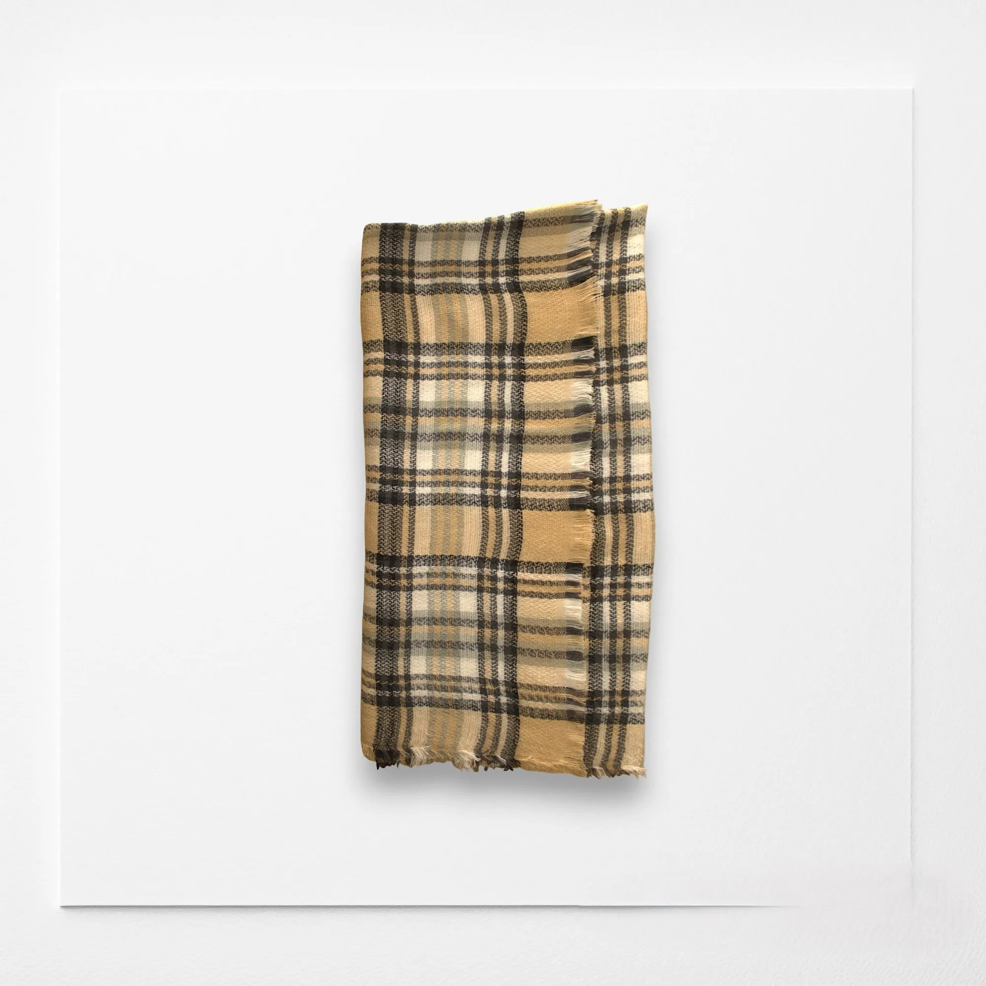 Beige Black and White Winter Scarf for Women/ Plaid Chunky Cozy Oversized Scarf for Women