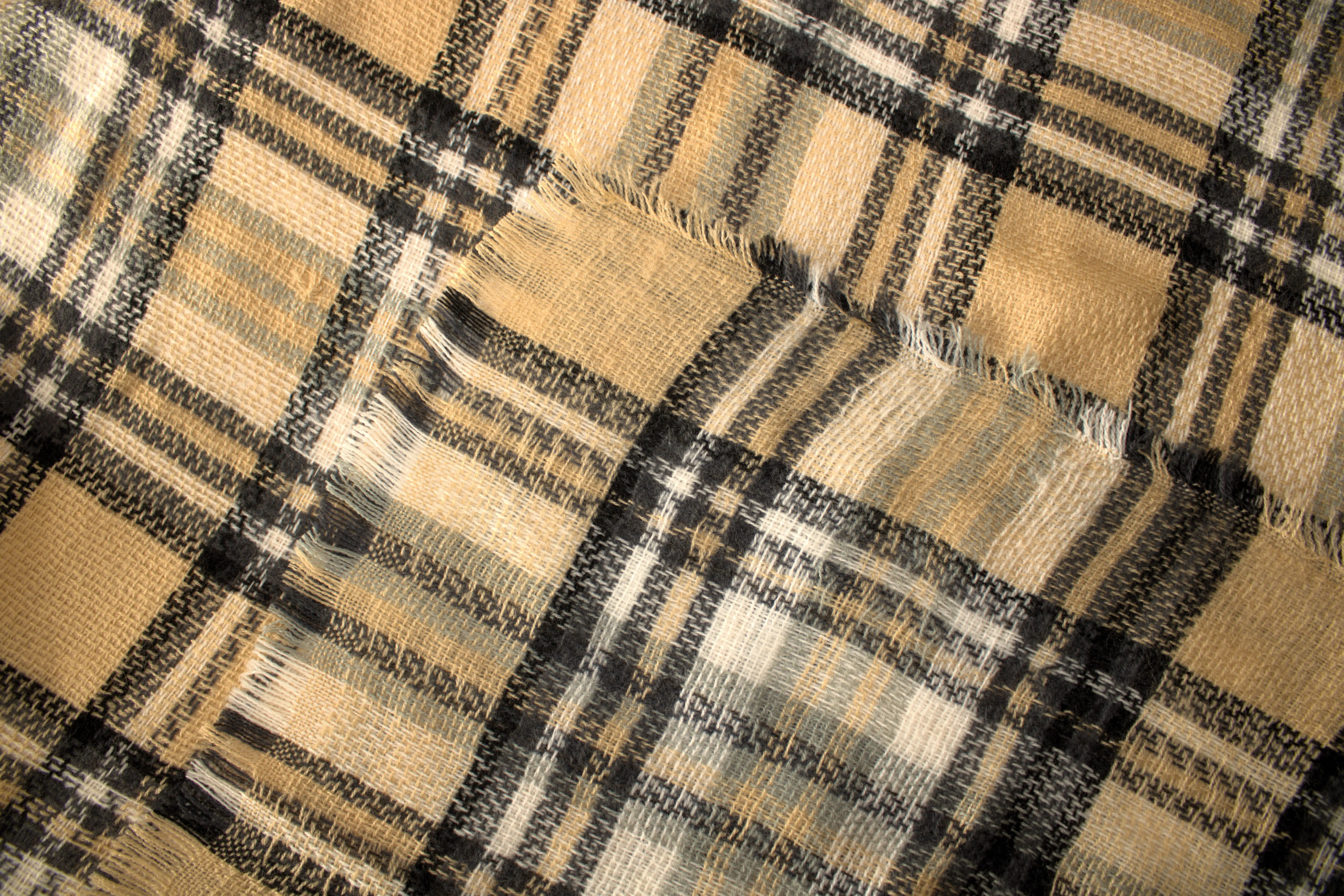 Beige Black and White Winter Scarf for Women/ Plaid Chunky Cozy Oversized Scarf for Women