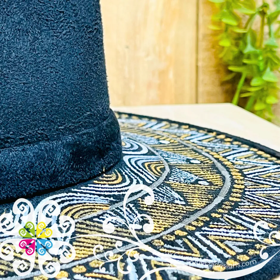 Black Heart Mitla Velvet Hat - Hand Painted Hat