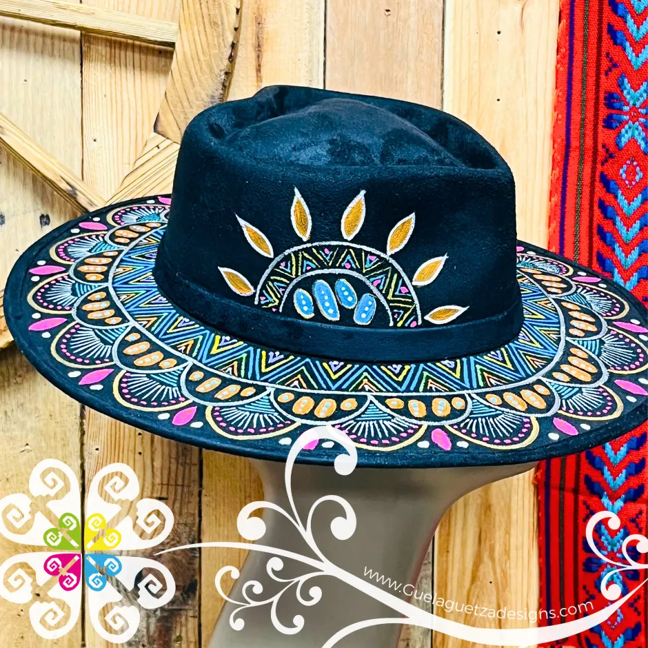 Black Heart Mitla Velvet Hat - Hand Painted Hat