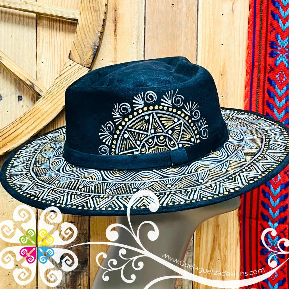 Black Heart Mitla Velvet Hat - Hand Painted Hat
