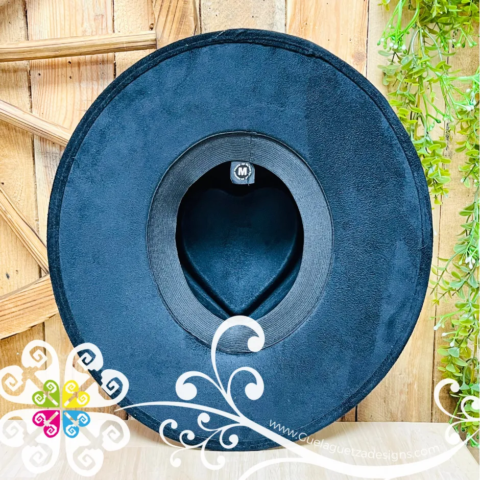 Black Heart Mitla Velvet Hat - Hand Painted Hat