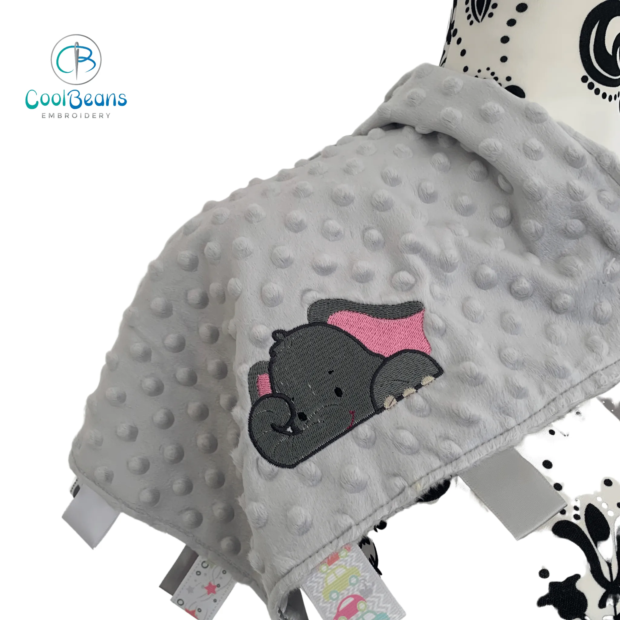Elephant - Baby Bubble Taggy Blanket / Satin Comforter - Personalised