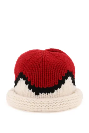 Kenzo jacquard knit beanie hat FC68BU393KOA ROUGE MOYEN