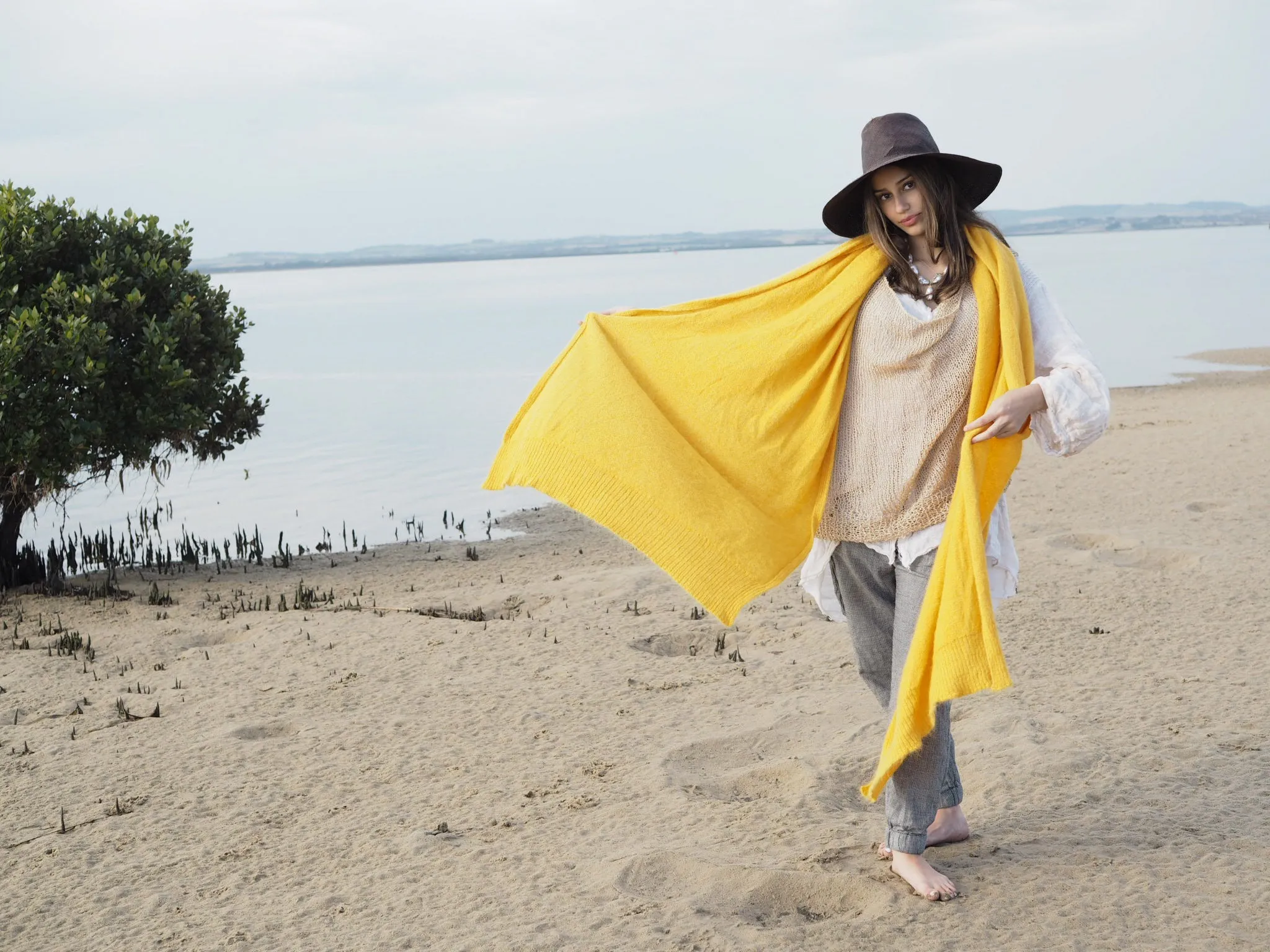 Light weight wrap (Alpaca) buttercup