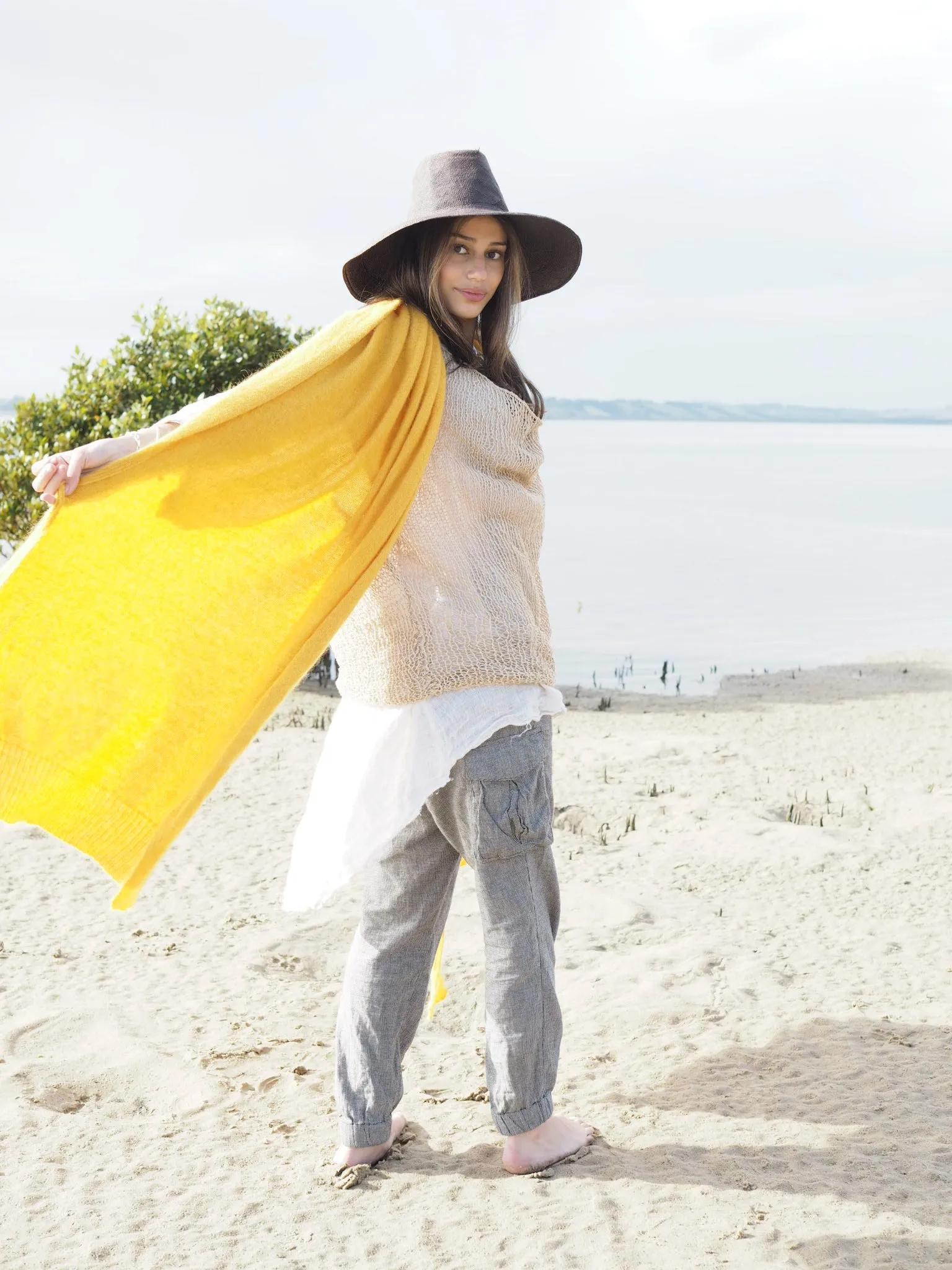 Light weight wrap (Alpaca) buttercup