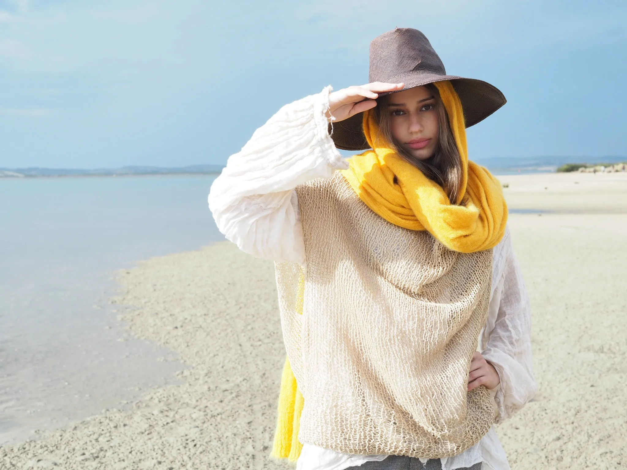 Light weight wrap (Alpaca) buttercup