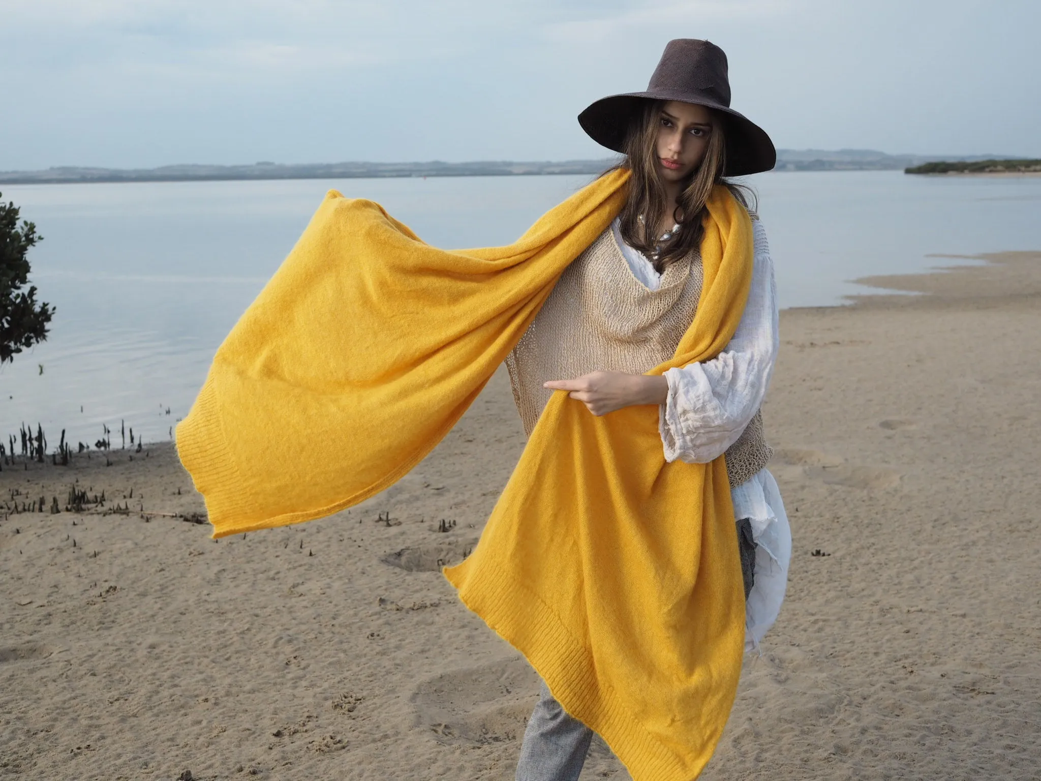 Light weight wrap (Alpaca) buttercup