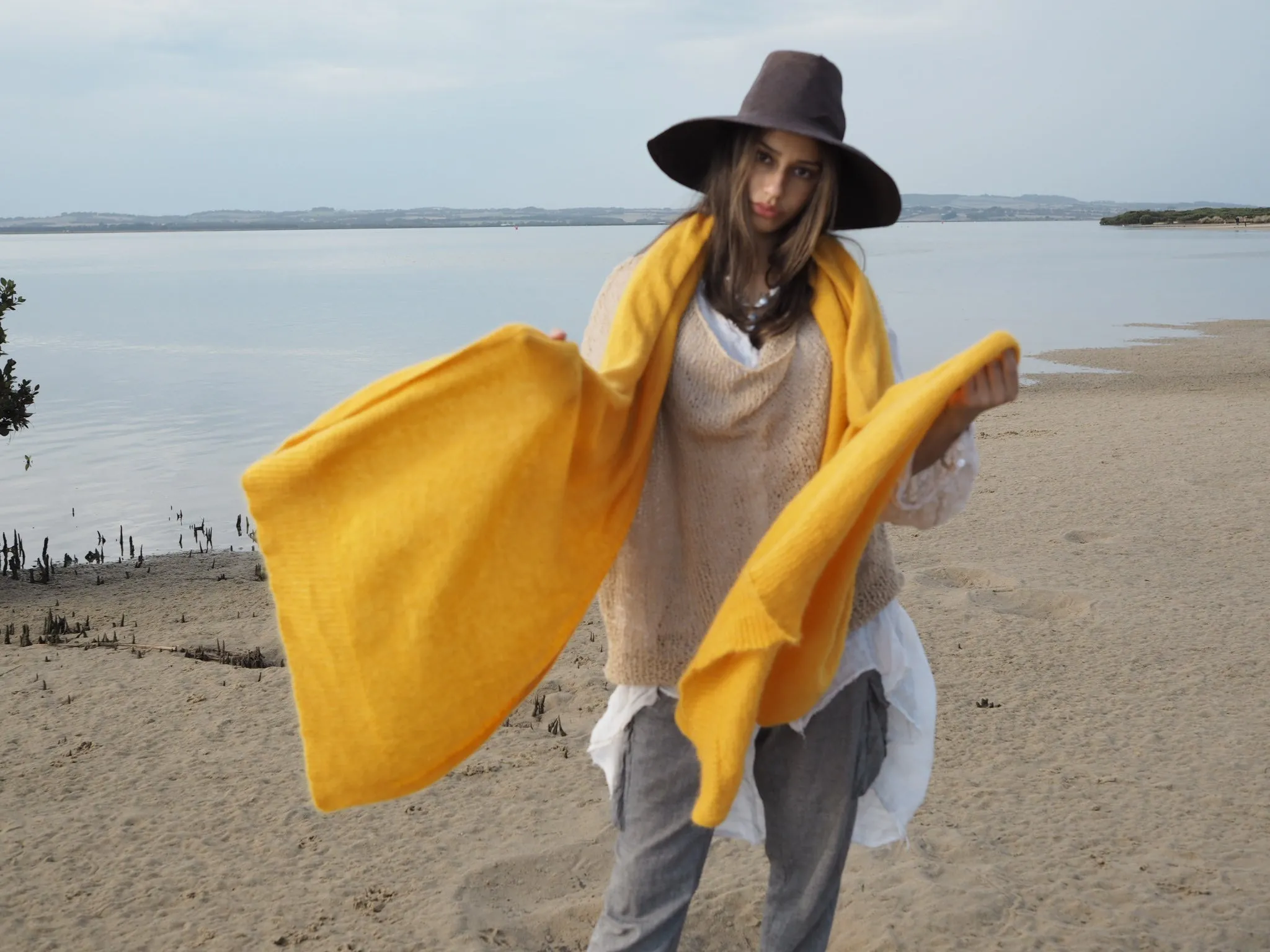 Light weight wrap (Alpaca) buttercup