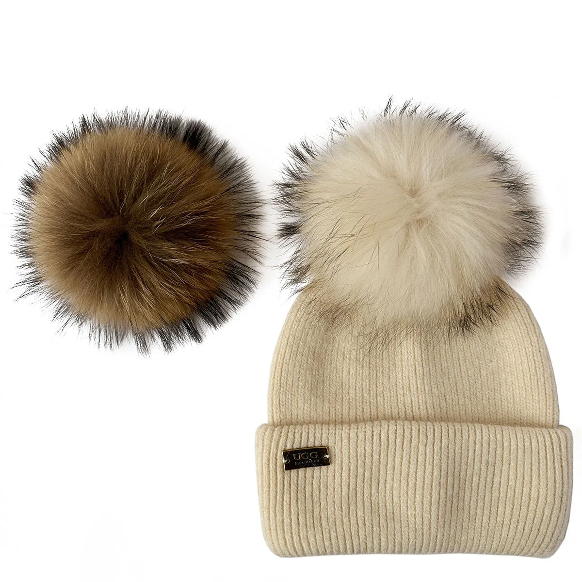 Mitchell-Y Pom Pom UGG Beanies 3P