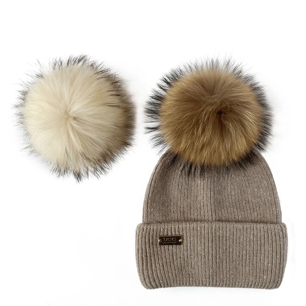 Mitchell-Y Pom Pom UGG Beanies 3P