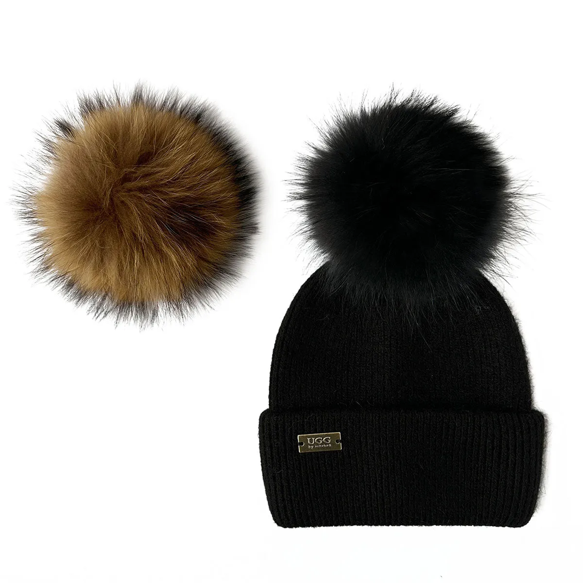 Mitchell-Y Pom Pom UGG Beanies 3P