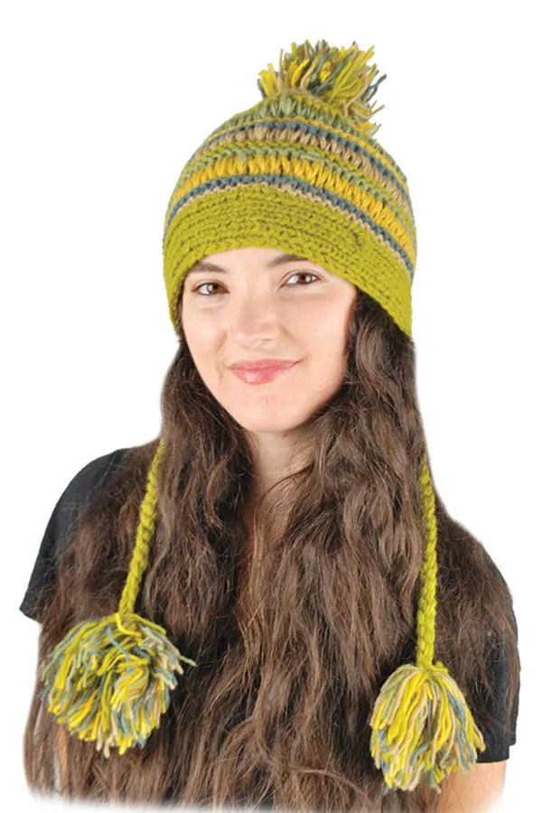 Multi stripe hat with braids