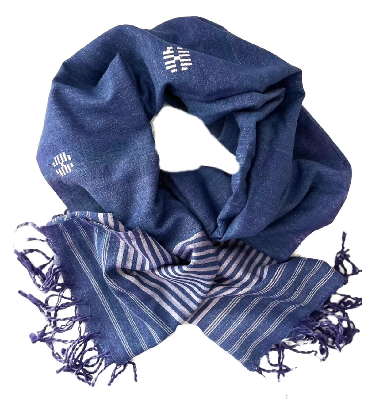 Wholesale - Indigo (Vegan) Peace Silk & Cotton Scarf