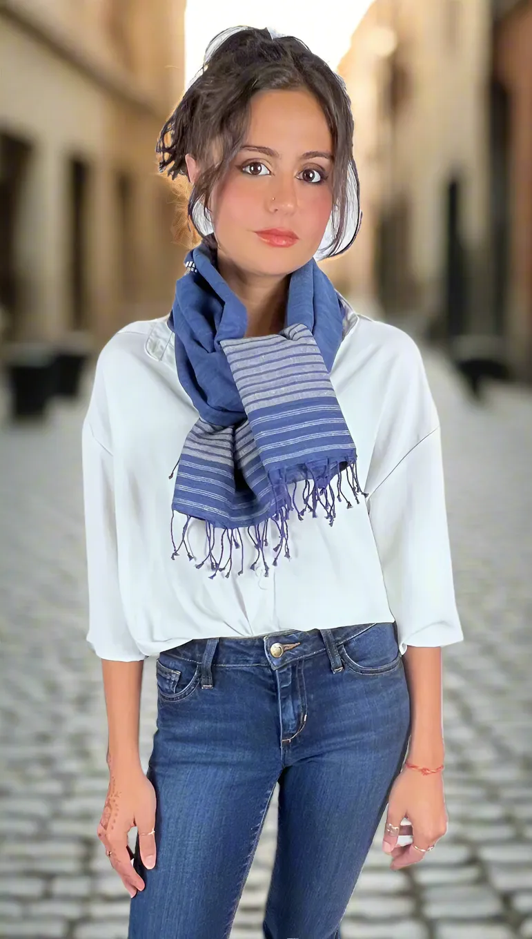 Wholesale - Indigo (Vegan) Peace Silk & Cotton Scarf
